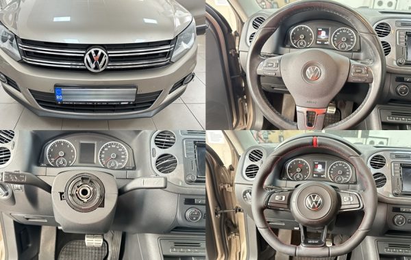 Instalare Volan Piele Perforata Cusatura Rosie Sport VW Golf 7 TCR Pe VW Tiguan